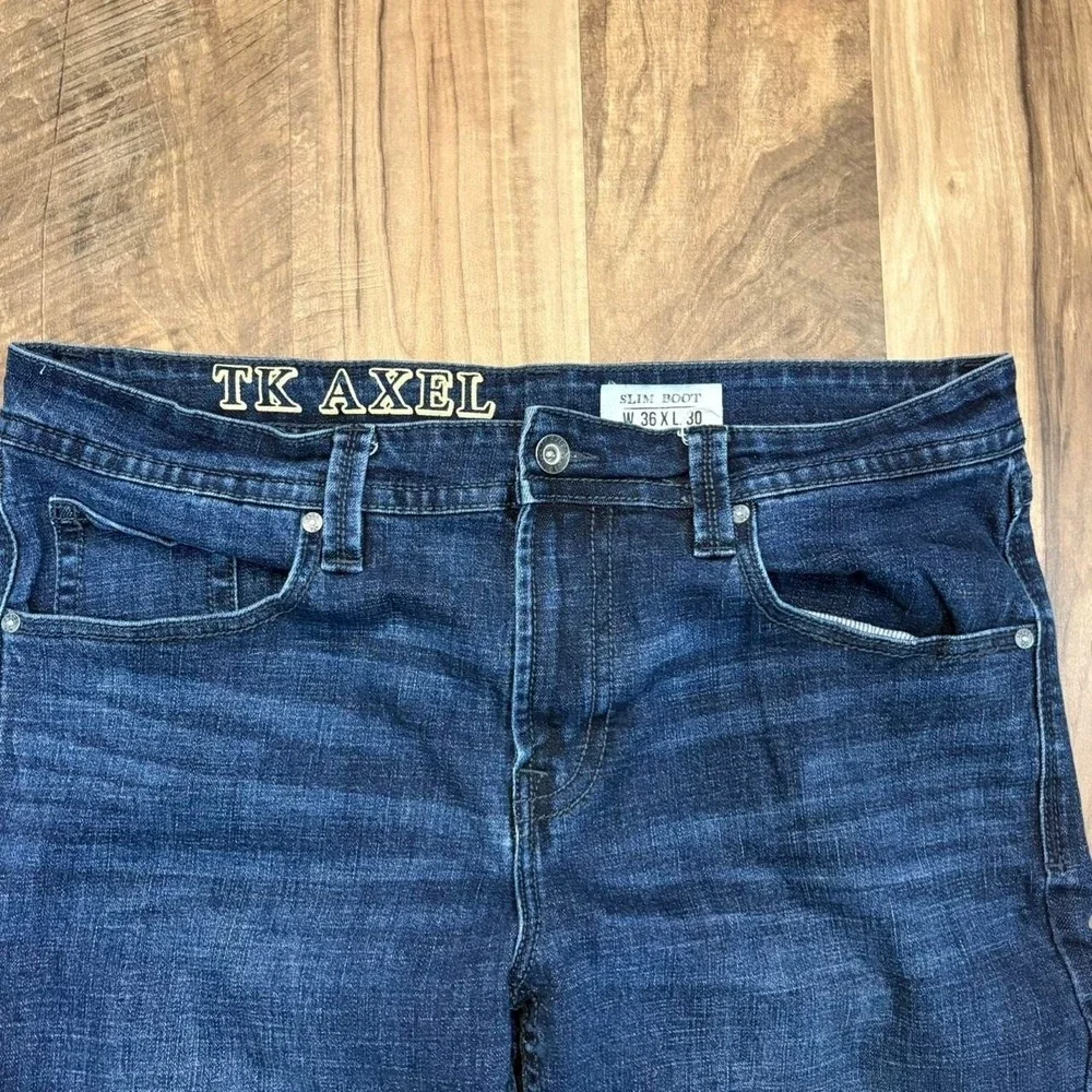 Vintage Y2K Baggy Bootcut JeansTK Axel Baggy Wide Leg Denim Dark Wash